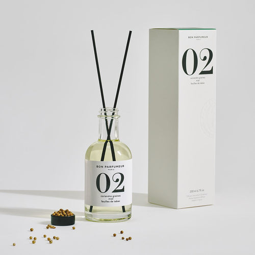 Diffuseur de parfum d'intérieur 02 aux graines de coriandre, au miel et aux feuilles de tabac Diffuseur Bon Parfumeur France 